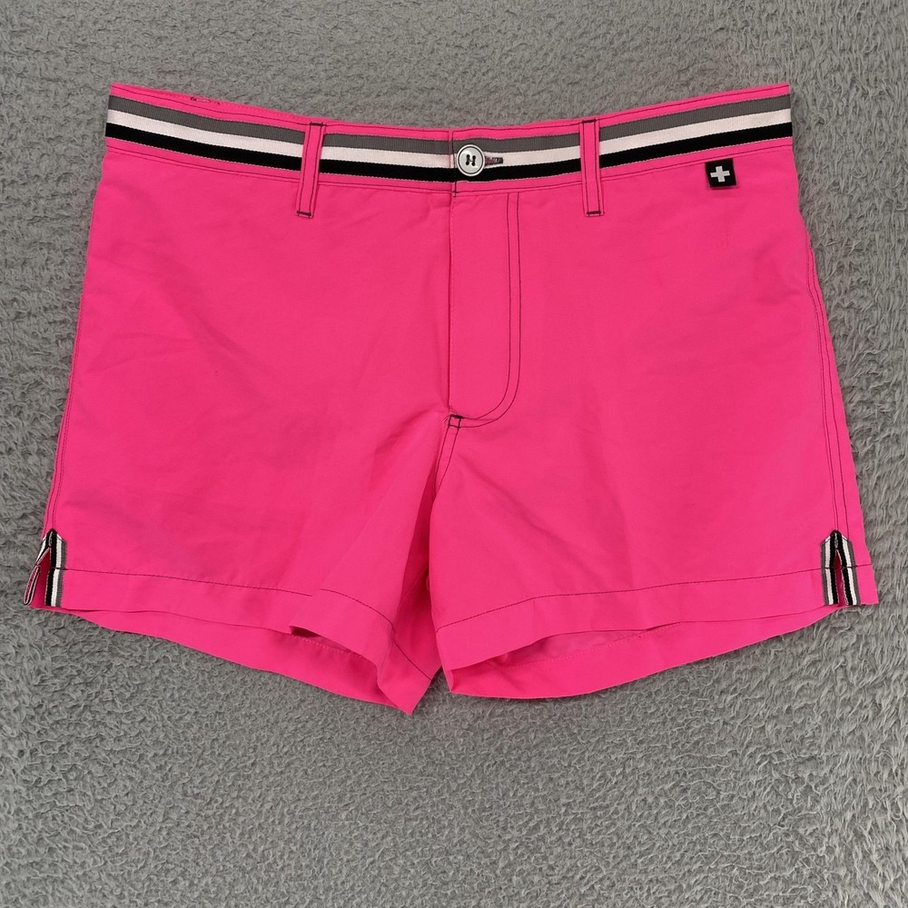 Andrew Christian Board Shorts Mens 30 Pink Solid Swim Shorts Mesh Lined Trunks